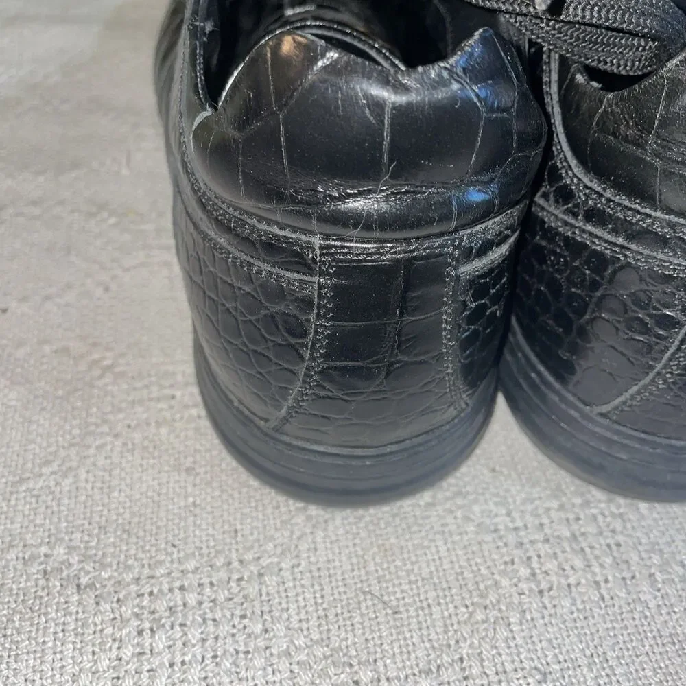 Salvatore Ferragamo Men’s Croc Motif Athletics Size 11.5 D Black Leather Luxury
